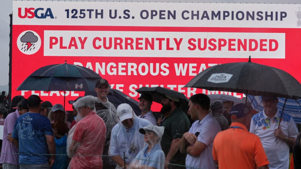 Final round of U.S. Open enters rain delay after torrential downpour
