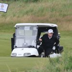 Hundreds protest Trump’s visit to Scotland as US president hits the golf course under heavy security