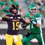 Saskatchewan Roughriders head coach Corey Mace: Trevor Harris, Bo Levi Mitchell both ‘future Hall of Famers’